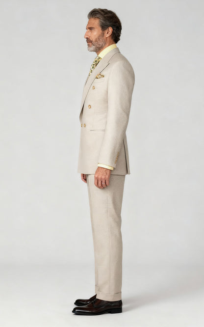 Light Khaki Custom Tailored Business Suit - Premium Fit