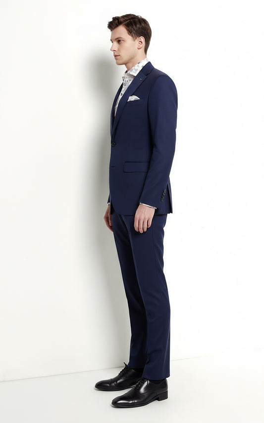 Blue Custom Suit Set Men Slim Fit Business Formal Wear