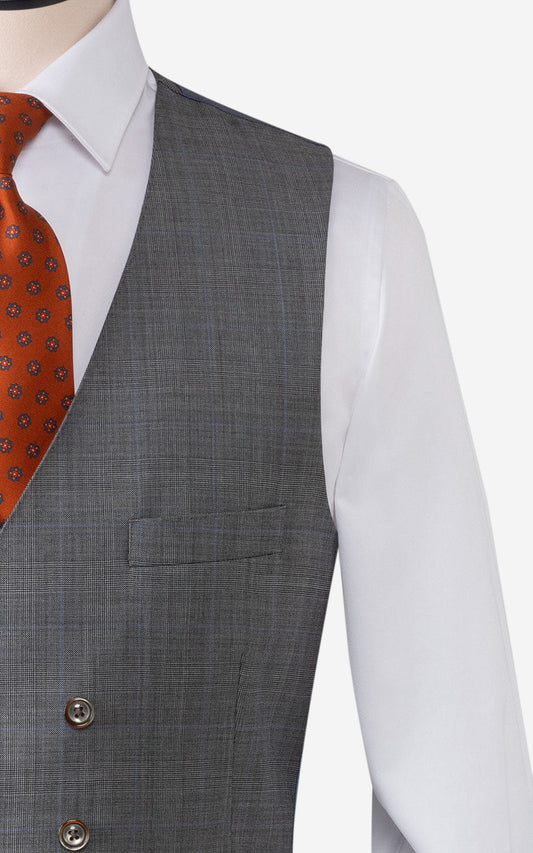 Grey wool vest side view - premium custom tailoring