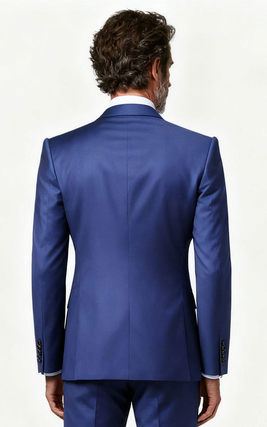 Dark Blue Plaid Tailored Blazer - Custom Fit Men's Jacket