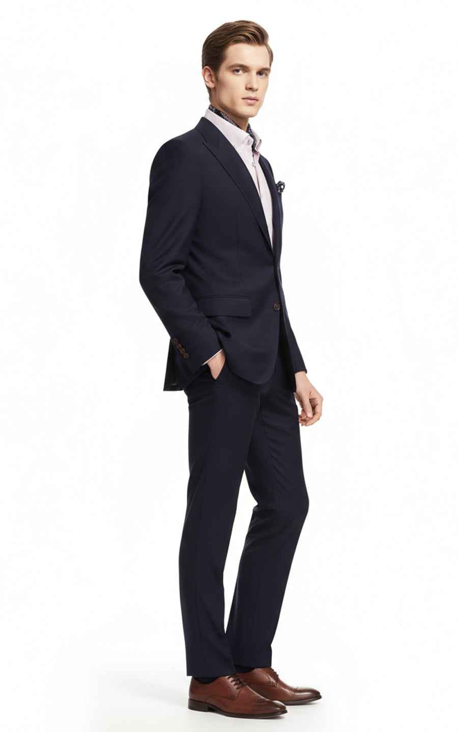 Dark Navy Slim Fit Business Men Suit Custom Tailored Set