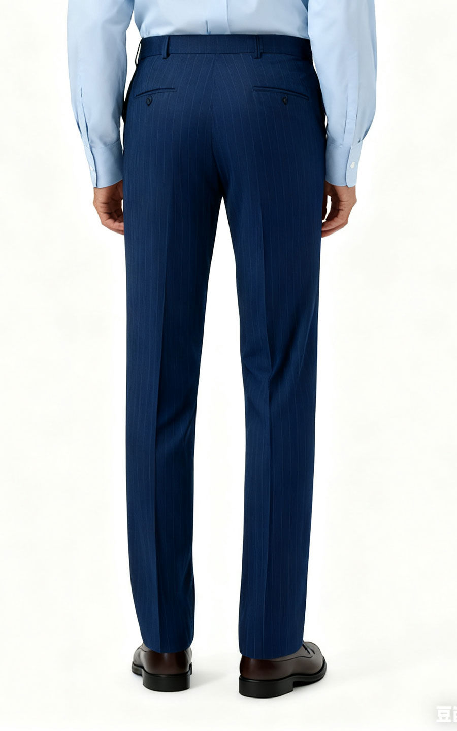 Custom Pants Dark Blue Herringbone Suit Pants - Tailored Fit