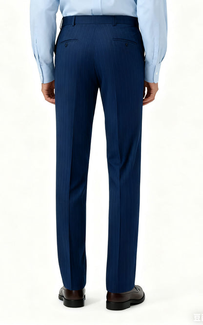 Custom Pants Dark Blue Herringbone Suit Pants - Tailored Fit