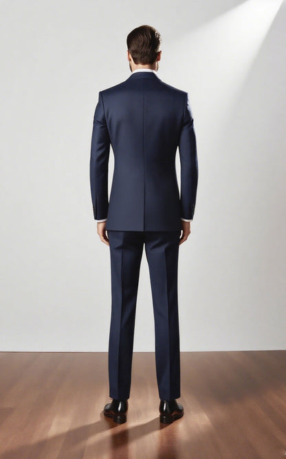 Navy Fine Twill Tailored Suit - Premium Custom