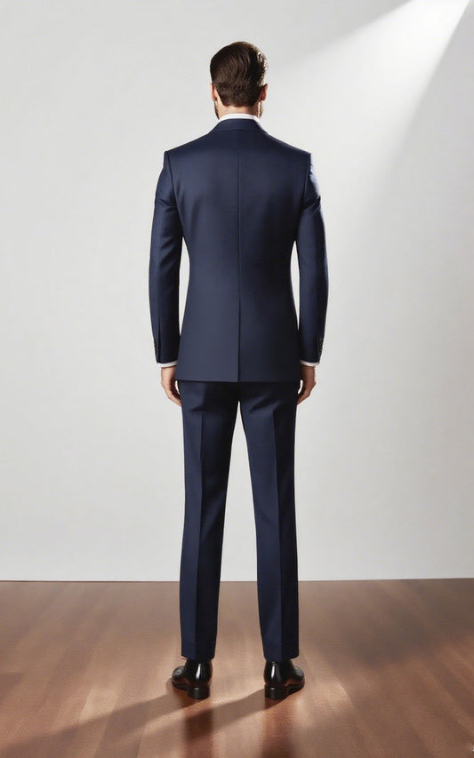 Navy Fine Twill Tailored Suit - Premium Custom