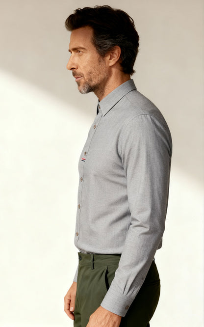 Custom Gray Textured Business Dress Shirt - Tailored Fit