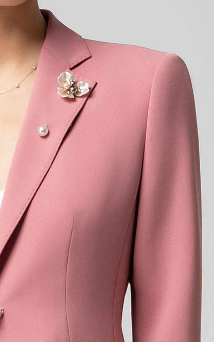 Pink Professional Blazer Suit Set - Women's Business Outfit