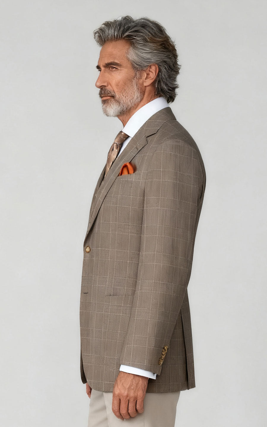 Light Brown Checkered Blazer - Tailored Bespoke Suit