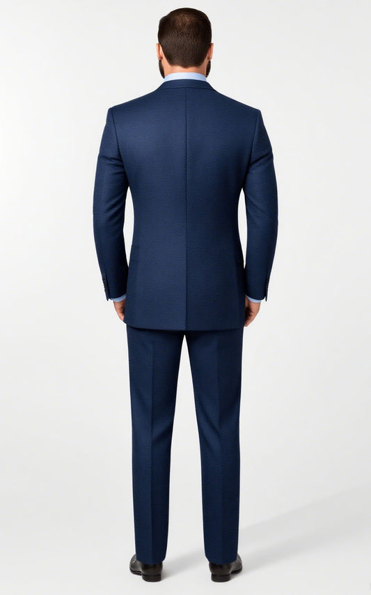 Blue Birdseye Custom Business Suit - Tailored Fit
