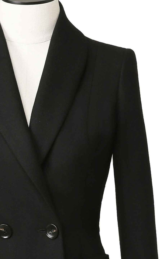 Classic Black Double-Breasted Wool Coat