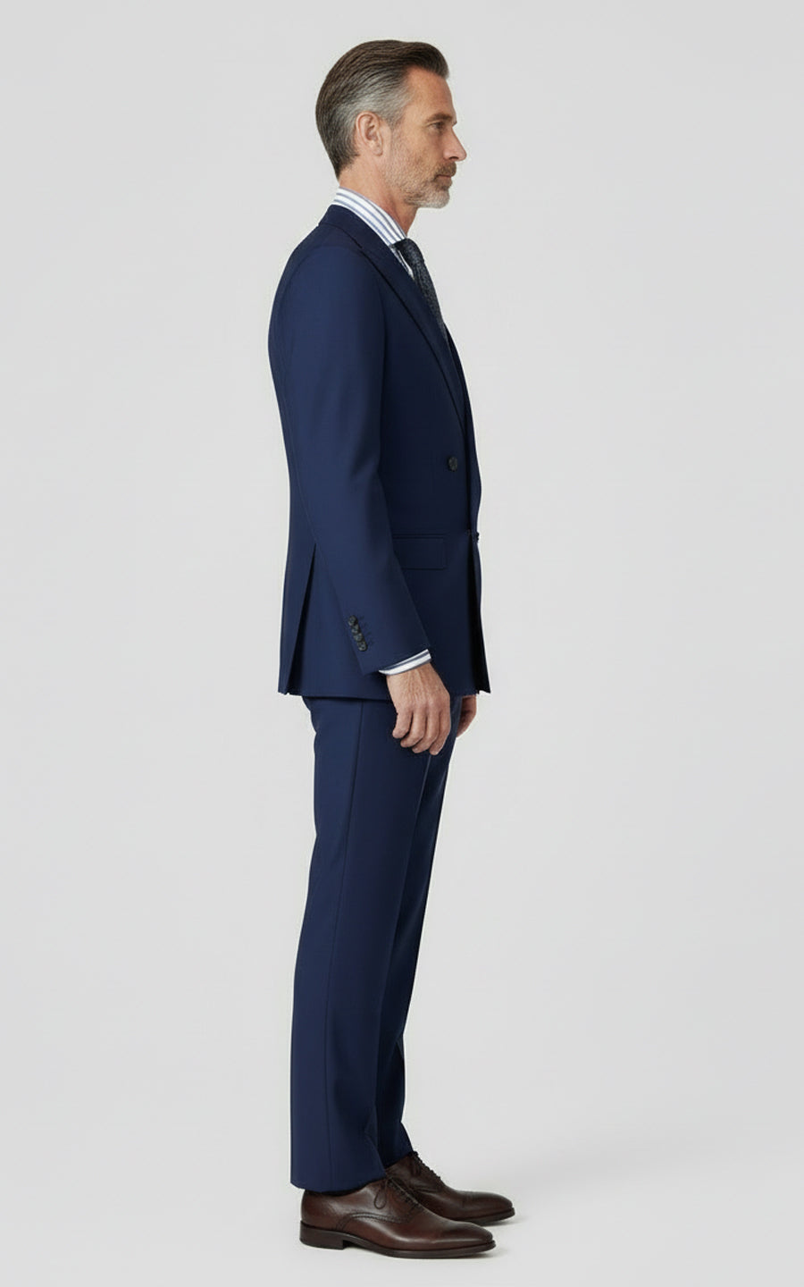 Custom Fit Navy Wool Suit Men Business Formal Set