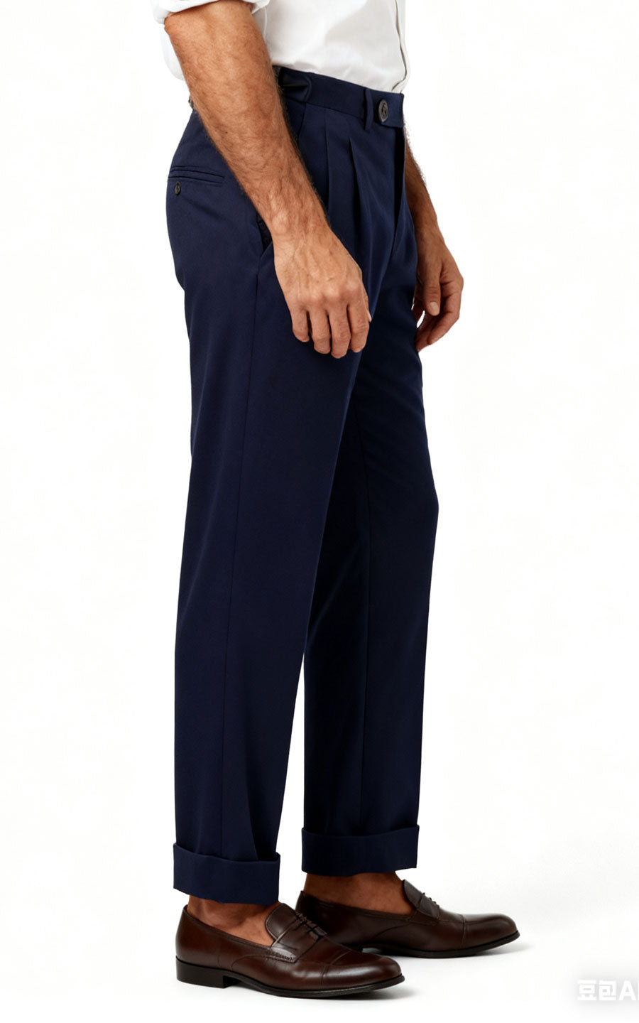 Navy Blue Flannel Custom Casual Pants - Tailored Fit