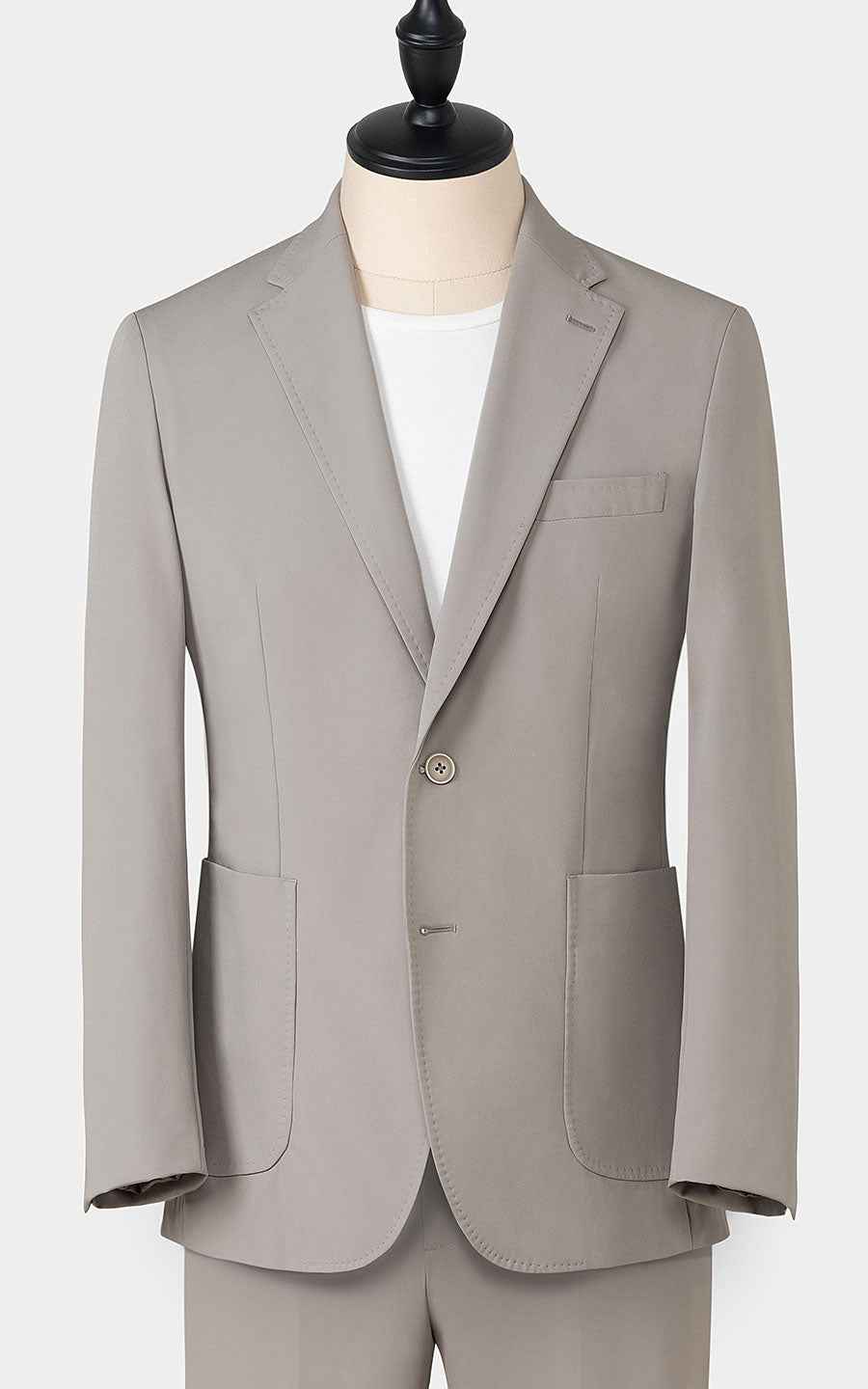 Men's Beige Wool Business Suit - Premium Custom Tailored