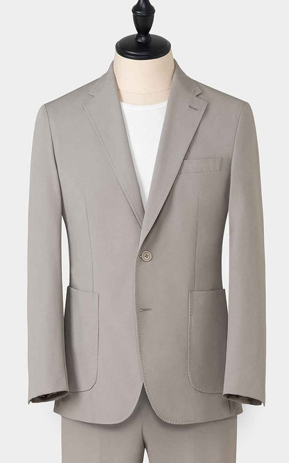 Men's Beige Wool Business Suit - Premium Custom Tailored