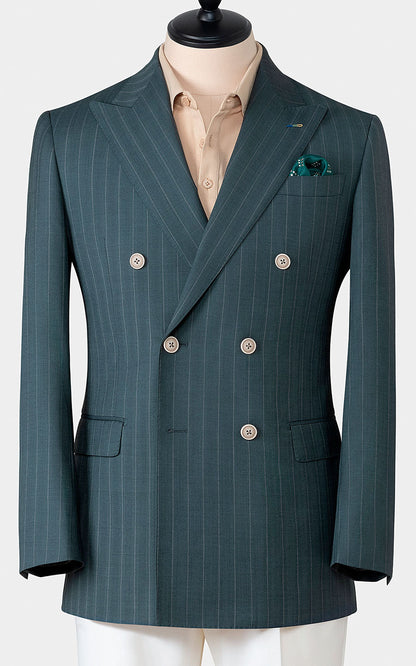 Bespoke gray green herringbone blazer men's tailored