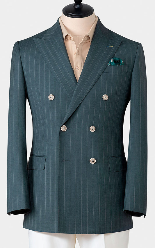 Bespoke gray green herringbone blazer men's tailored