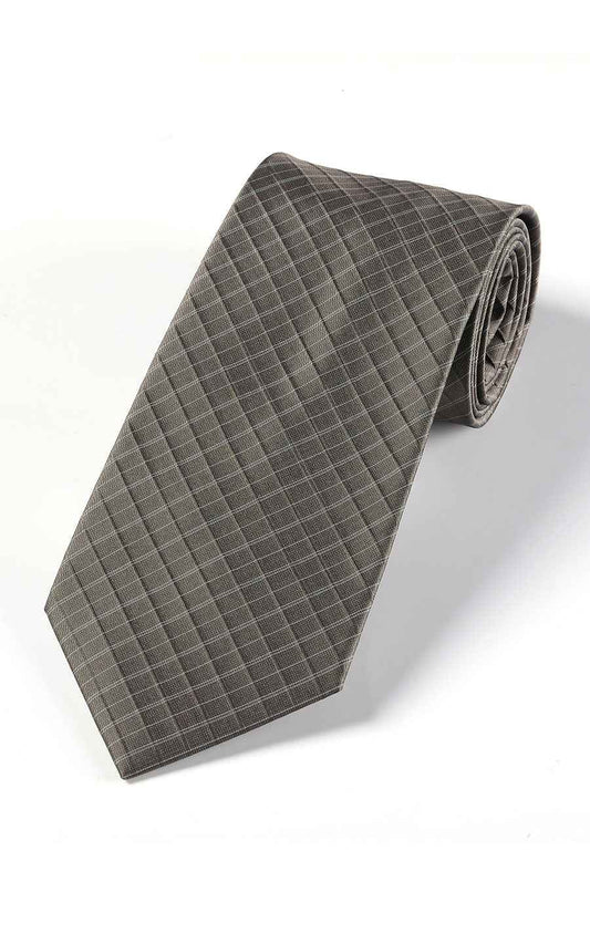 Gray checkered silk necktie - classic professional tie
