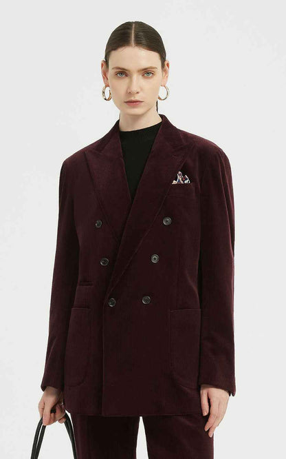 Custom Suits - Burgundy Double-Breasted Blazer Set