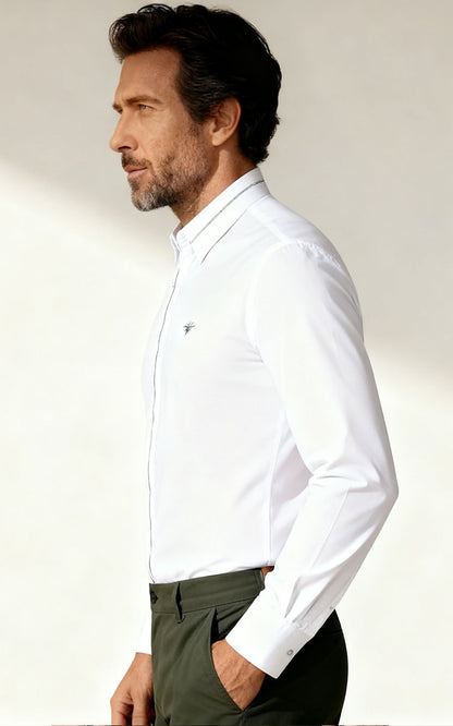 Spider Embroidered White Cotton Shirt - Custom Tailored