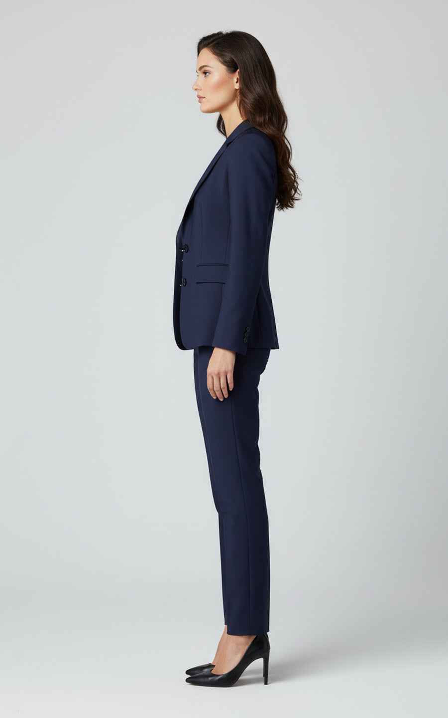 Navy Blue Women's Tailored Suit Set