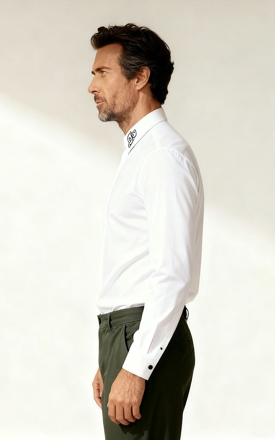 Men's Shirts White Shirt Custom Collar Embroidery - Premium
