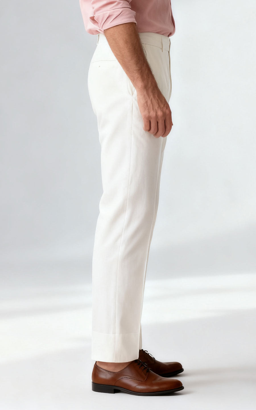 Creamy White Plain Pants - Custom Tailored Comfort