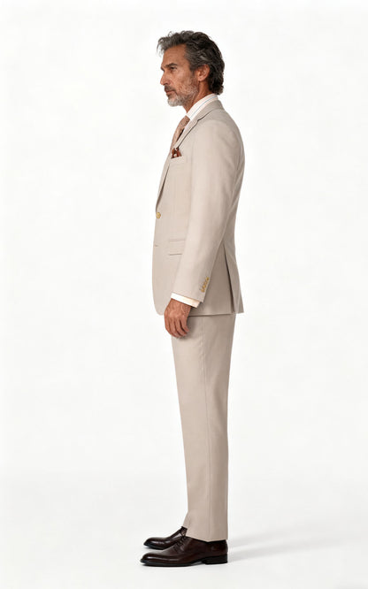 Custom Suits Khaki Twill Tailored - Bespoke Online