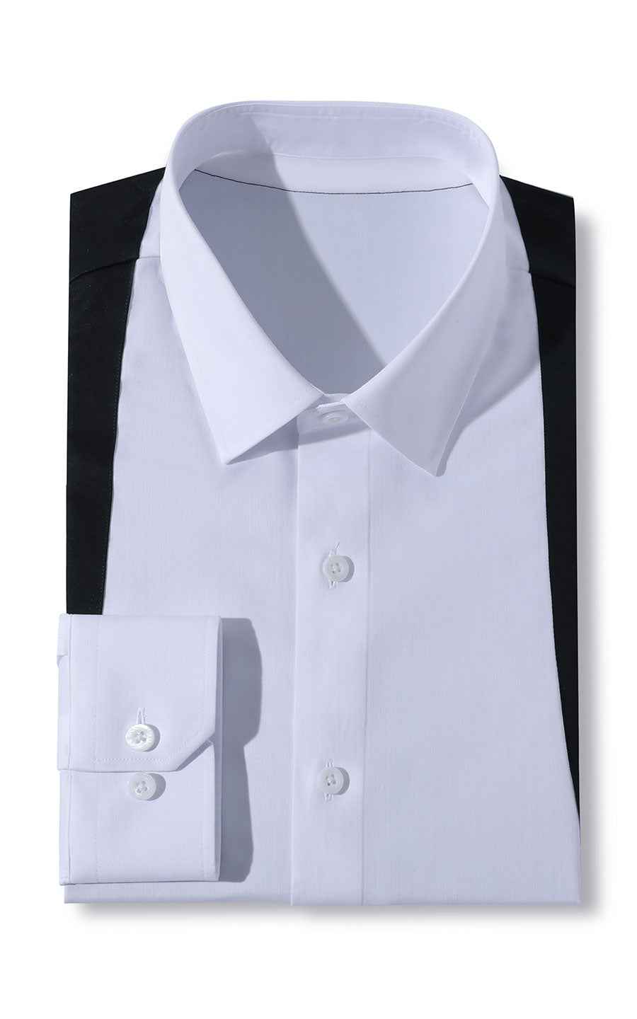 Men's Casual Shirts White Dress Shirt with Black Suspenders