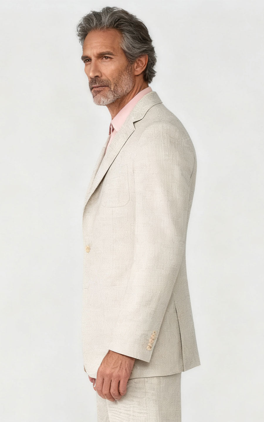 Men's Light Beige Linen Tailored Suit - Casual Blazers
