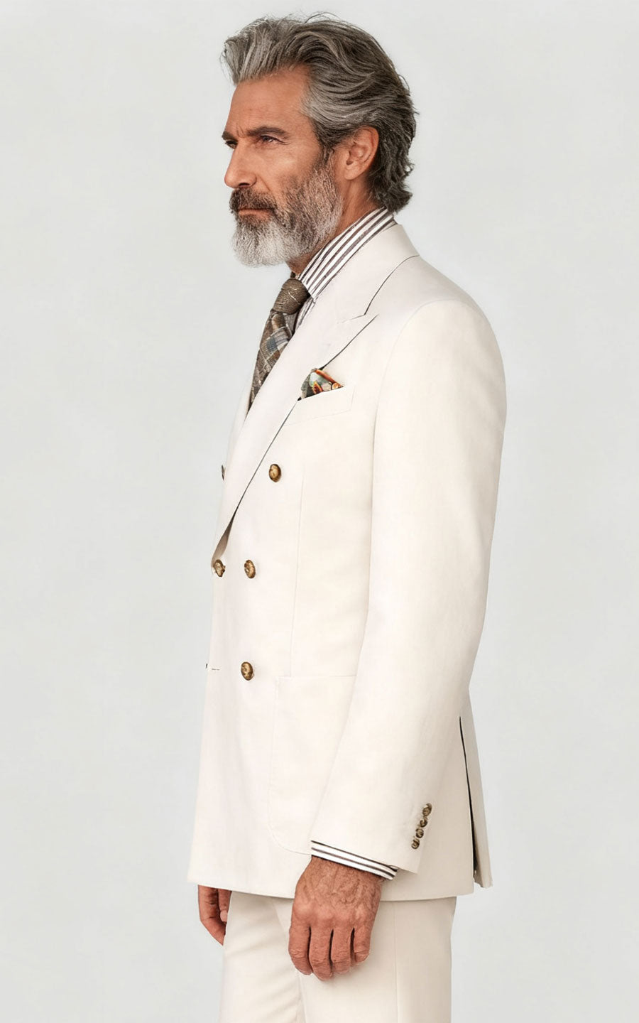 Custom Off-White Plaid Blazer - Tailored Fit Men's Jacket