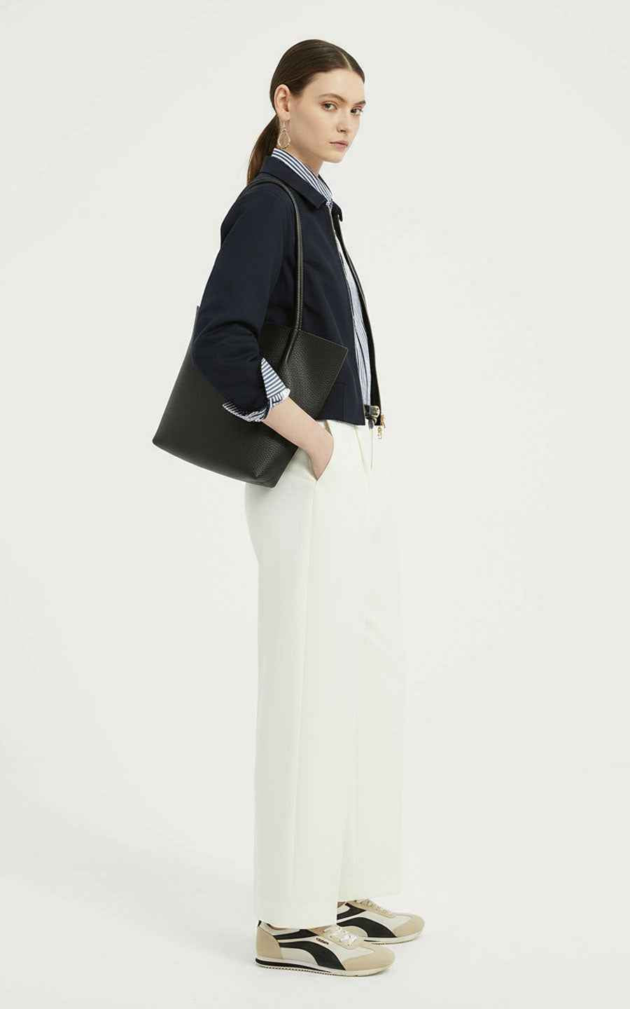 Professional Suit Set - Navy Blazer & White Trousers