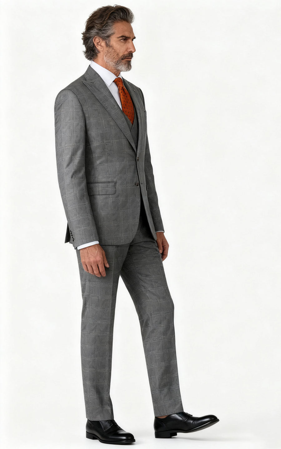 Gray Check Custom Suit - Tailored Business Formal Wear