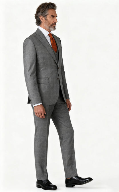 Gray Check Custom Suit - Tailored Business Formal Wear