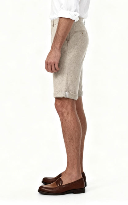 Custom Organic Beige Herringbone Suit Pants - Tailored Fit