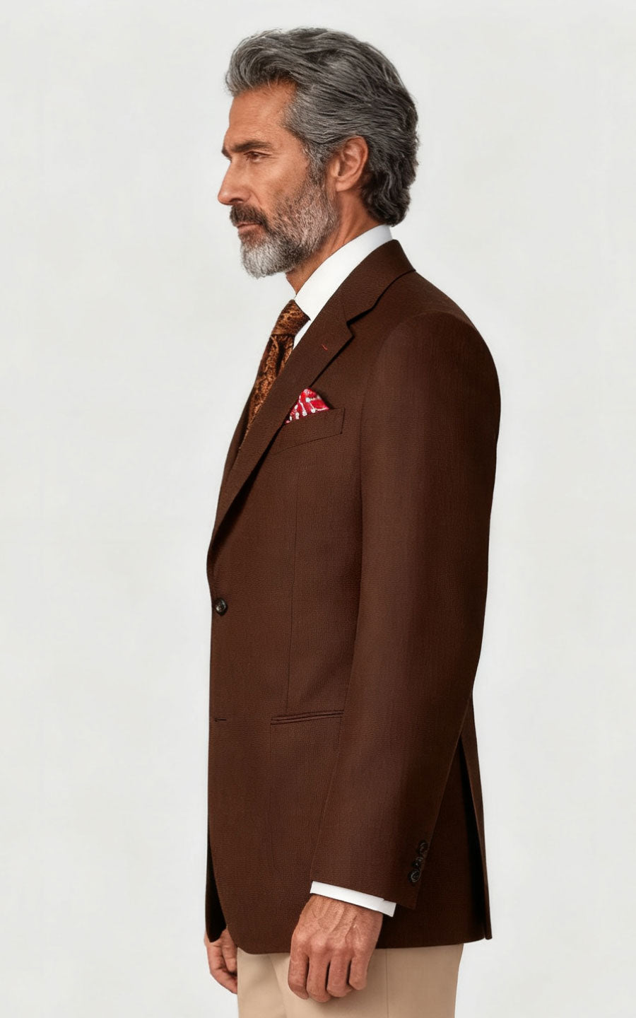 Brown Basket Weave Wool Blazer - Custom Tailored