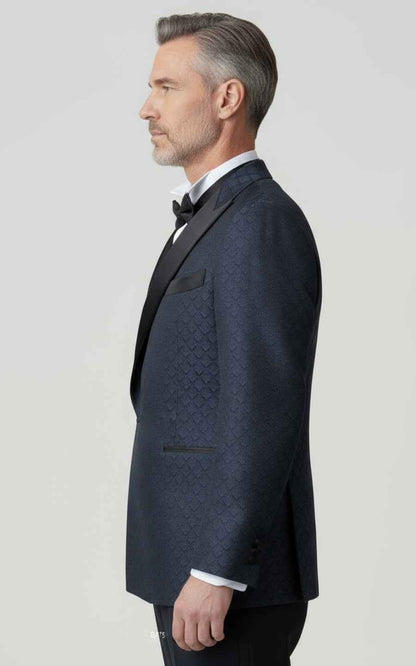 Mens Navy Blue Tuxedo Suit Double Breasted Wedding Coat