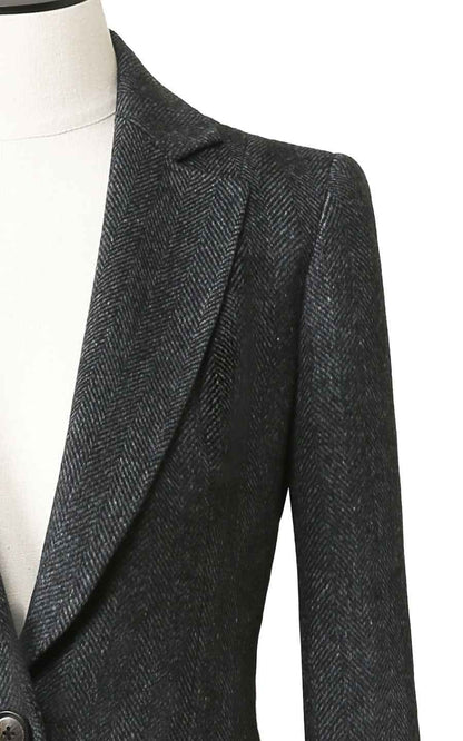 Premium Gray Herringbone Wool Blazer