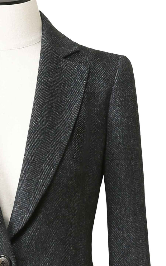 Premium Gray Herringbone Wool Blazer