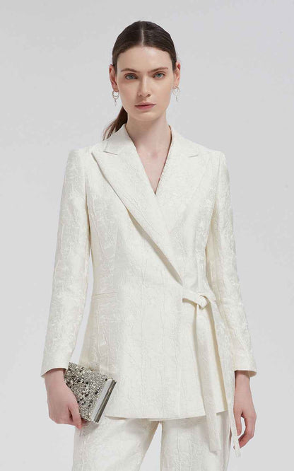 Women's Blazer Set White Wrap Elegant Two Piece