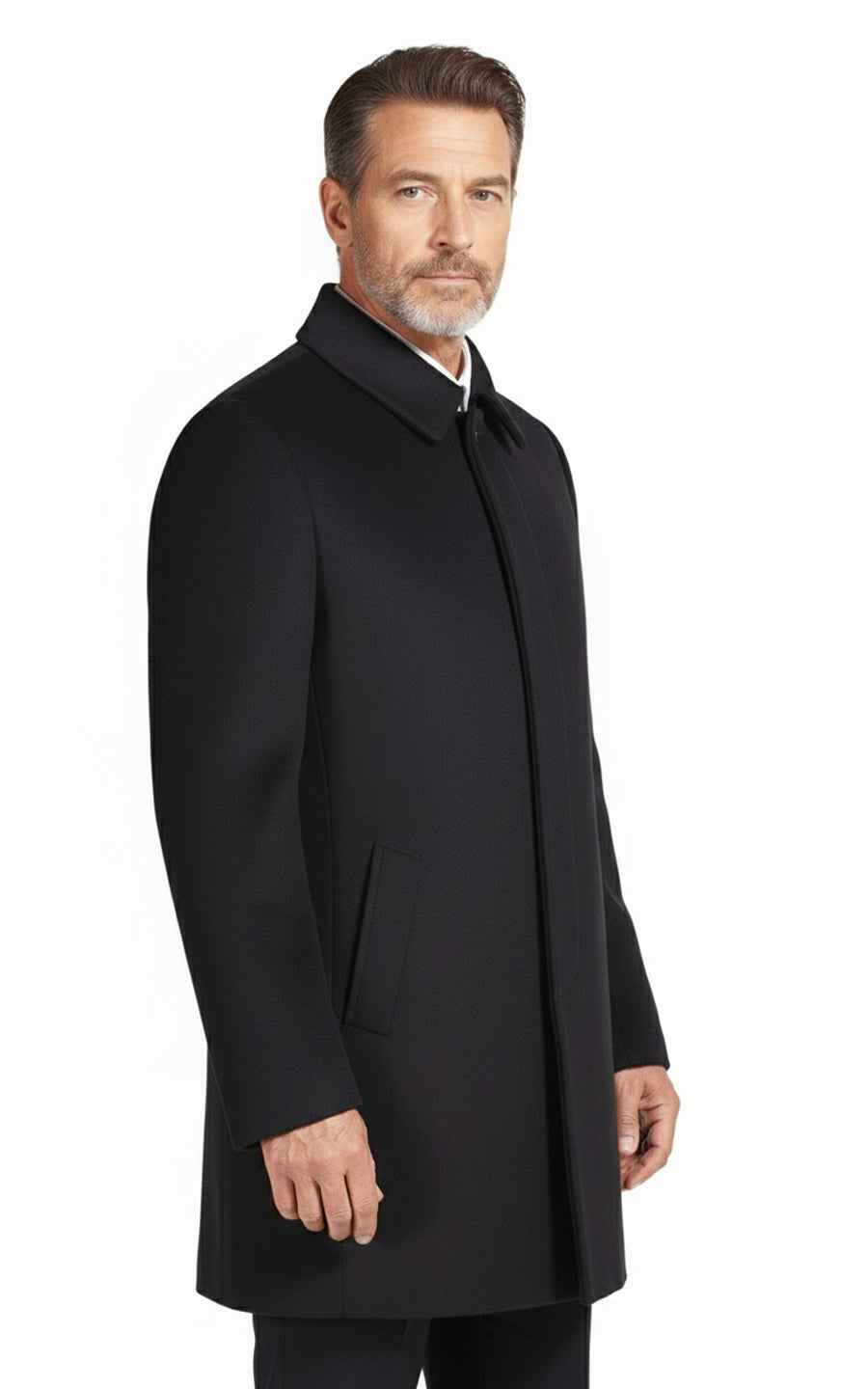 Black custom casual men's wool business coat