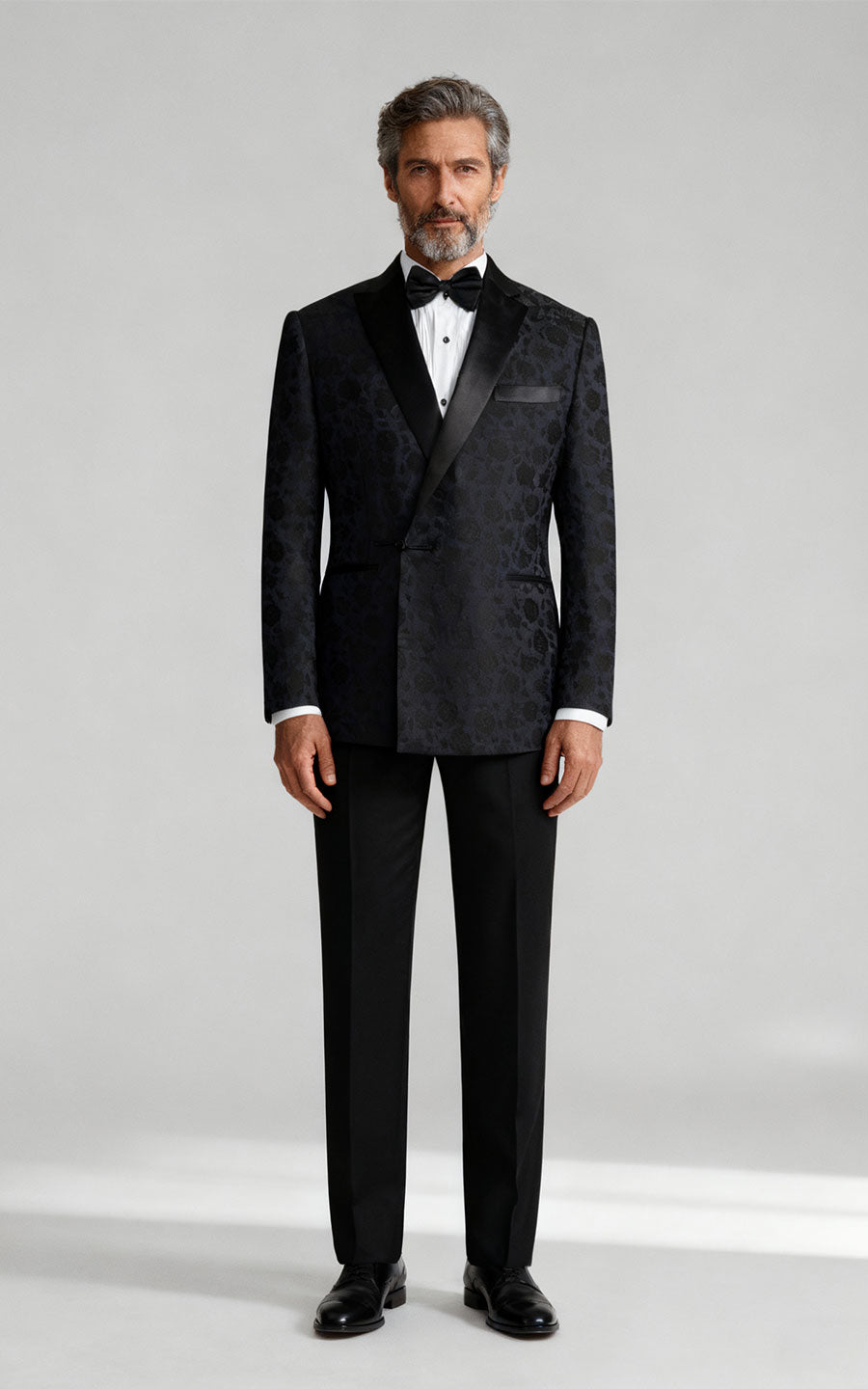 Navy Blue Moire Jacquard Custom Tuxedo - Elegant Formal