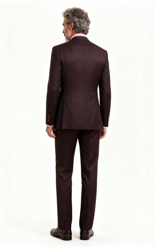 Custom Suit Burgundy Twill - Tailored Formal Menswear