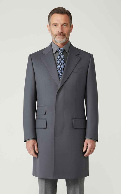 Charcoal Grey Overcoat Men Tailored Double Breasted Winter Formal