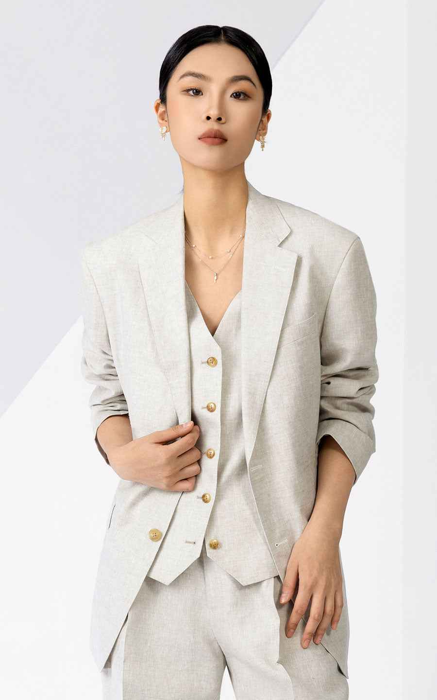 Light Gray Three Piece Suit Set - Women's Business