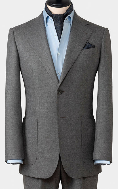 Gray stretch business suit silk flannel