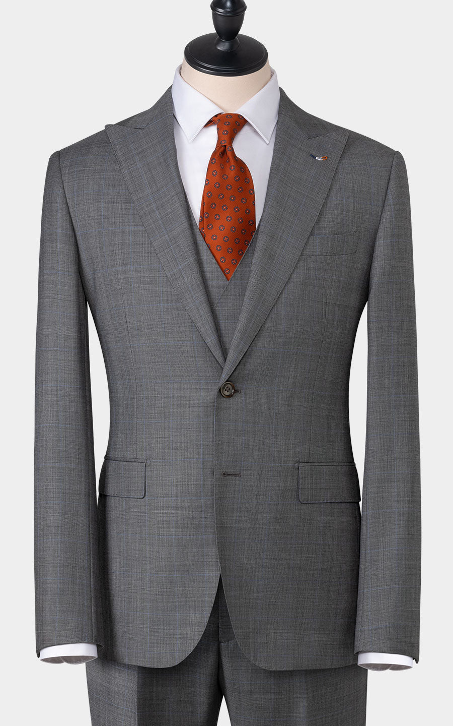 Custom Gray Check Suit Side View - Professional Wear