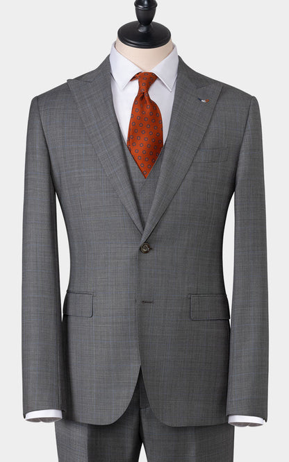 Custom Gray Check Suit Side View - Professional Wear