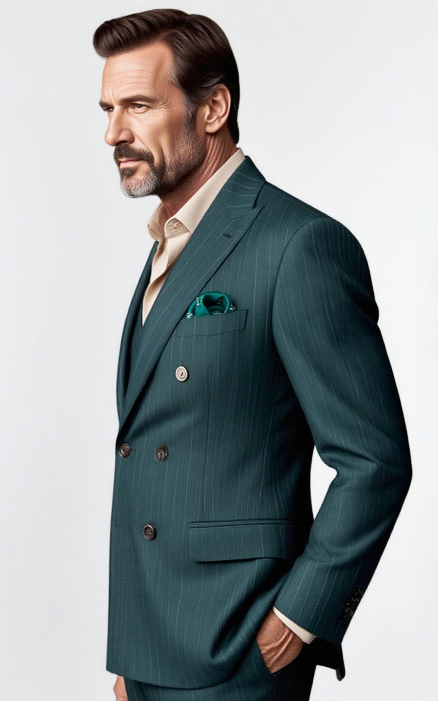 Gray-Green Herringbone Blazer - Tailored Bespoke Suit