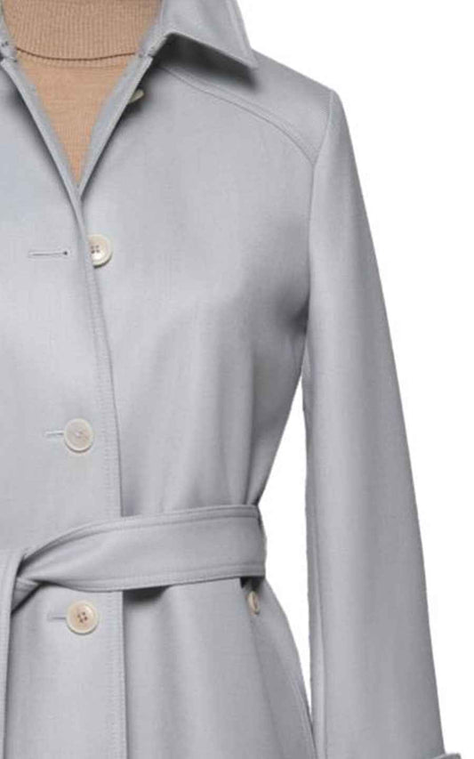 Classic Grey Trench Coat - Belted Women's Outerwear