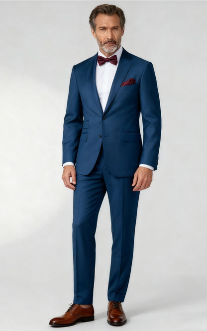 Navy Blue Twill Tailored Suit - Custom Made to Measure